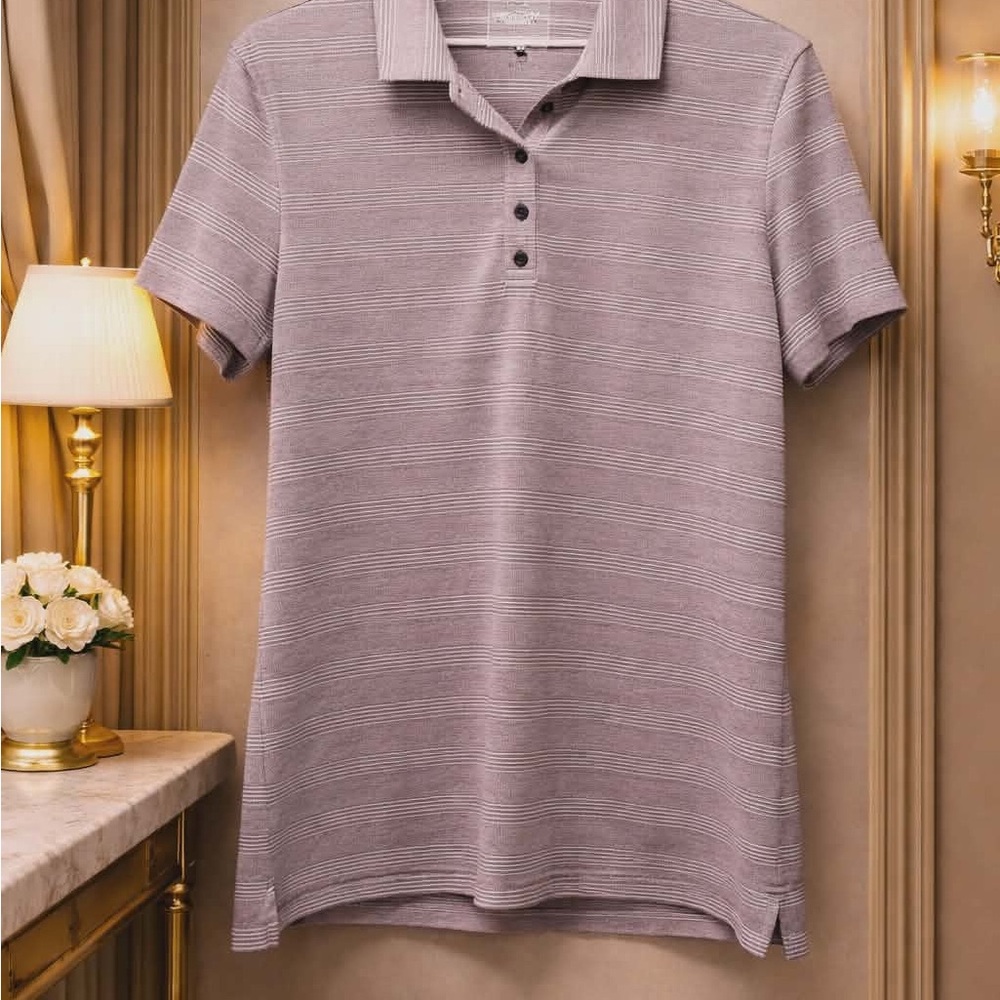 Puma Gray and Purple Striped Polo